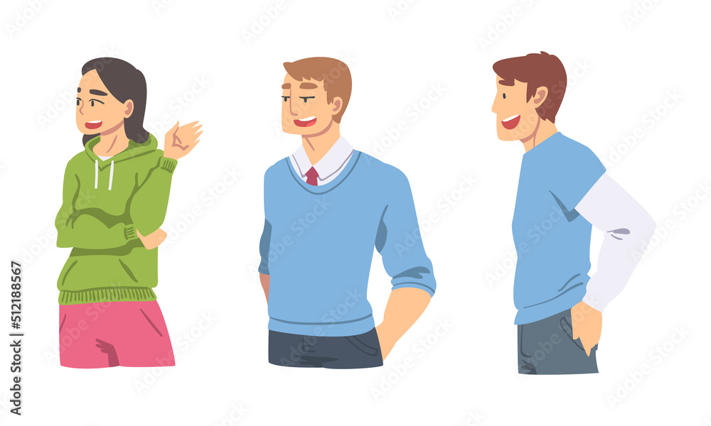 Amused People Character Talking and Laughing Having Cheerful Mood Vector Set Amused People Character Talking and Laughing Having Cheerful Mood Vector Set