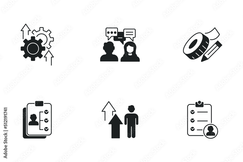performance review icons set . performance review pack symbol vector elements for infographic web
