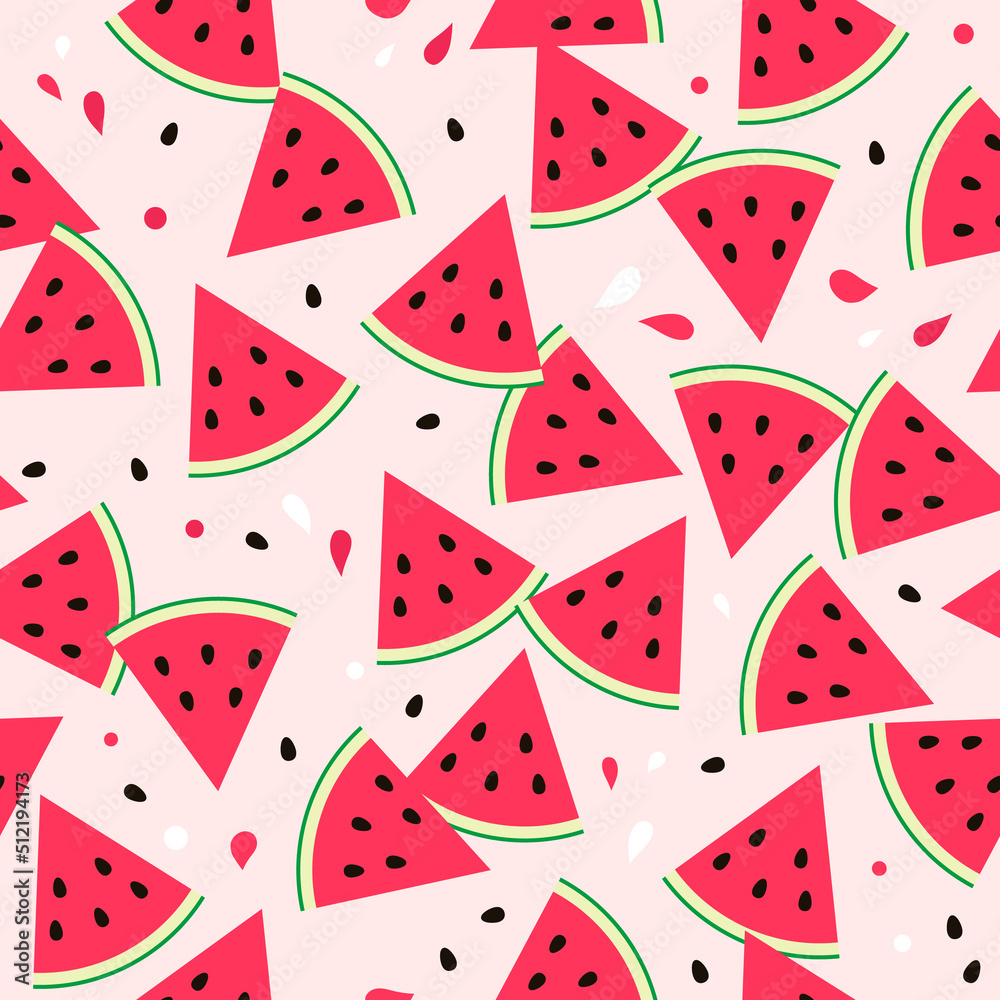 watermelon sectors, seamless pattern on pink. watermelon sectors, seamless pattern on pink.