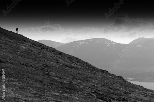 Traveller descending to ocean landscape hd photo