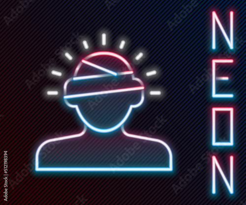 Glowing neon line Concussion, headache, dizziness, migraine icon isolated on black background. Colorful outline concept. Vector