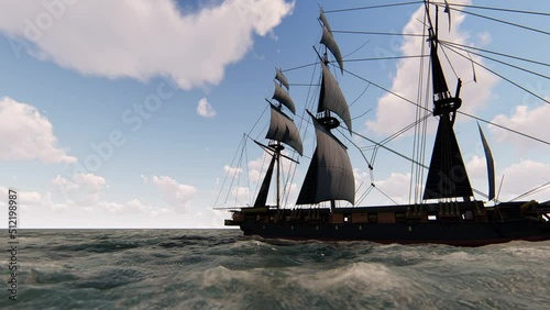 Sailing Galleon animation.Full HD 1920×1080.7 Second Long.