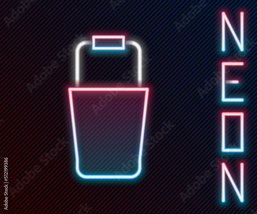 Glowing neon line Sauna bucket icon isolated on black background. Colorful outline concept. Vector