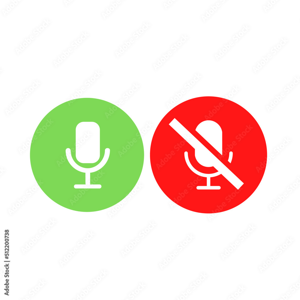 Mic on and Mic off icon, microphone, illustration vector Mic on and Mic off icon, microphone, illustration vector