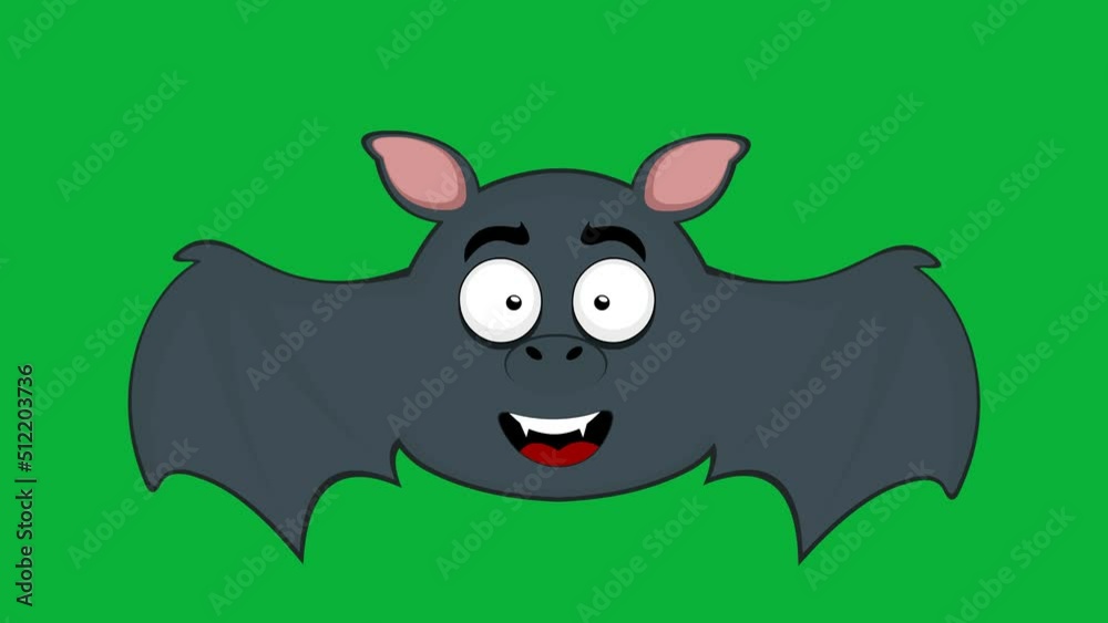 Loop animation of a cartoon bat flapping its wings, on a green chroma ...