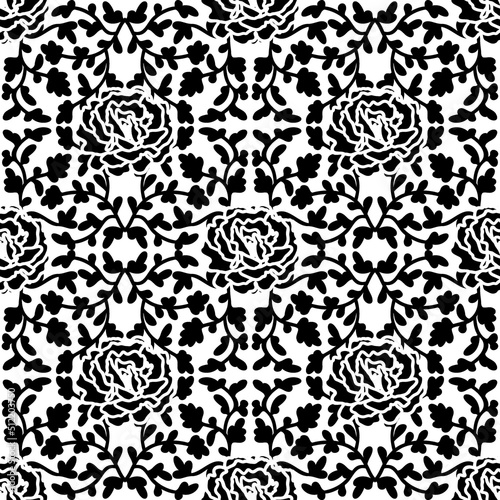Luxury seamless damask pattern texture. Vector decorative victorian ornament. Black and white.