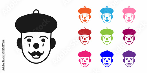 Black French mime icon isolated on white background. Set icons colorful. Vector photo