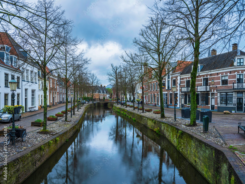 Traditional dutch houses in a canal street in Amersfoort, Netherlands