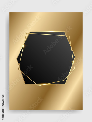 Golden shiny glowing blank frame