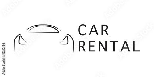 Car rental logo on white background. Luxury car illustration. Modern business concept. Car rental company transportation service business.