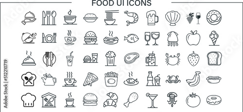 A thin line black icon collection is used for UI design icons and also used for website design isolated on white background.