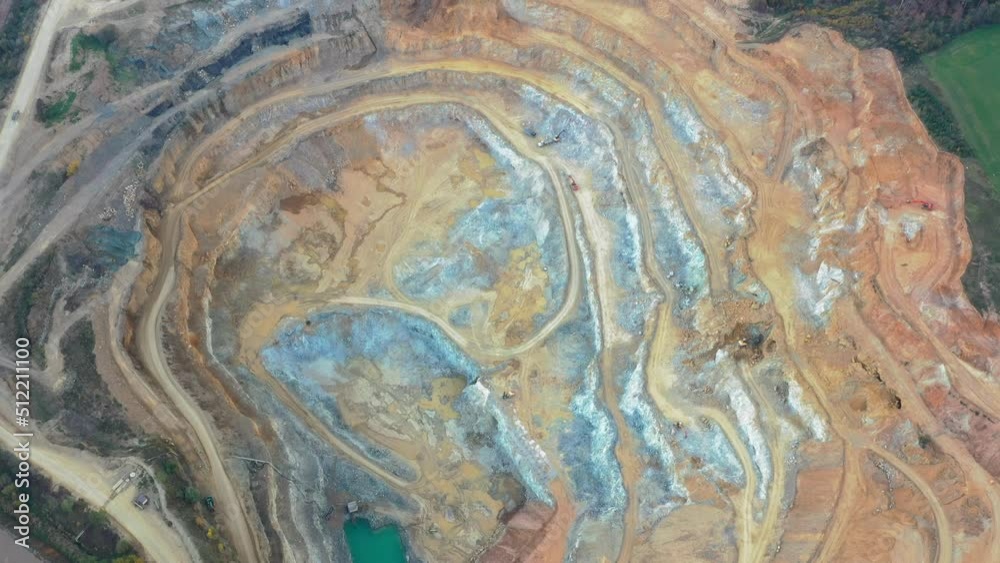 Aerial view of open stone quarry, deep quarry Aerial view of open stone quarry, deep quarry
