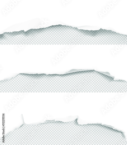Realistic torn edge of the paper on a transparent background. Vector illustration element ready for your design. EPS10.
