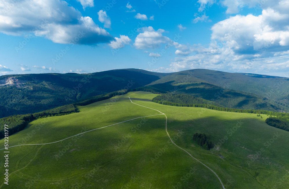 Aerial landscape with hills and forests in Moldova - Romania Aerial landscape with hills and forests in Moldova - Romania