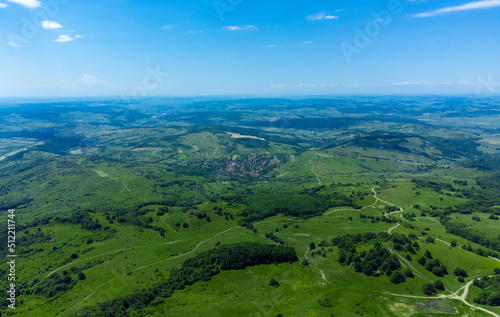 Aerial landscape with fields and forests in Transylvania in summer © sebi_2569