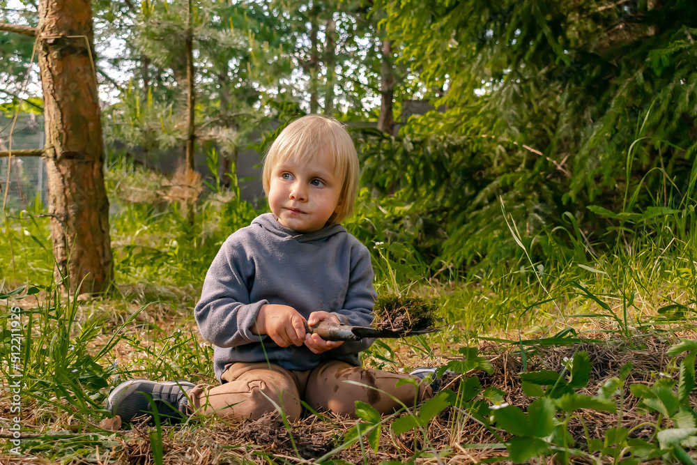 Cute child kid toddler boy planting strawberries seedling in ground, soil in organic garden, forest. farming, cultivation, ecology, eco friendly,agriculture,funny childhood in spring summer concept Cute child kid toddler boy planting strawberries seedling in ground, soil in organic garden, forest. farming, cultivation, ecology, eco friendly,agriculture,funny childhood in spring summer concept