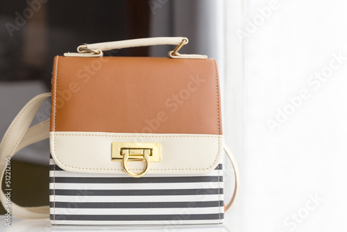 Luxury leather unbranded handbag; fashion and luxury brand concept