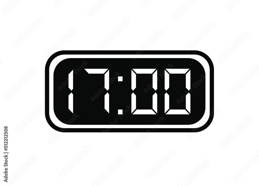 Timer 17 hours icon. 17 hours digital timer in background white. Timer 17 hours icon. 17 hours digital timer in background white.
