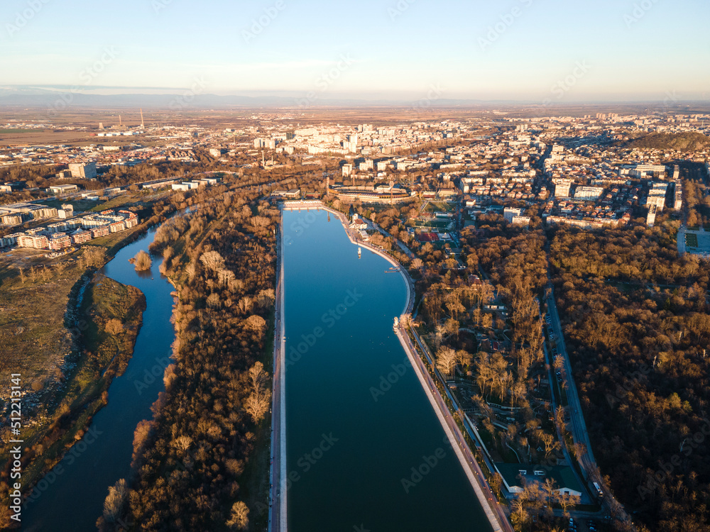 Aerial view of Rowing Venue in city of Plovdiv, Bulgaria