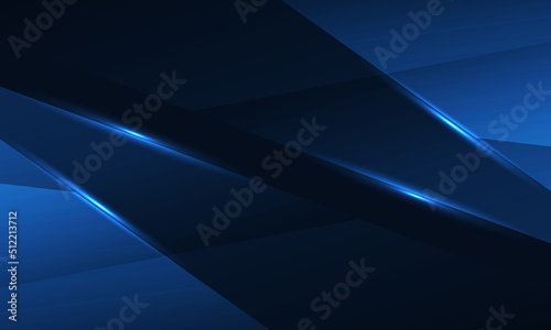 Abstract blue background with geometric dynamic glowing diagonal lines. Modern trandy abstract blue background for business, corporate, brochure, banner, cover or poster. Vector illustration