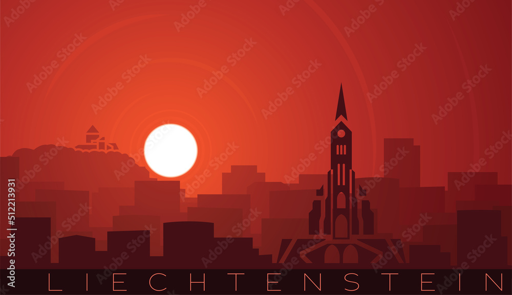 Liechtenstein Low Sun Skyline Scene