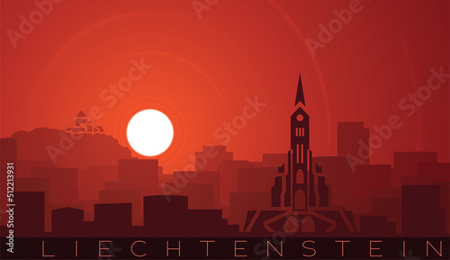 Liechtenstein Low Sun Skyline Scene