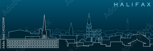 Halifax UK Multiple Lines Skyline and Landmarks