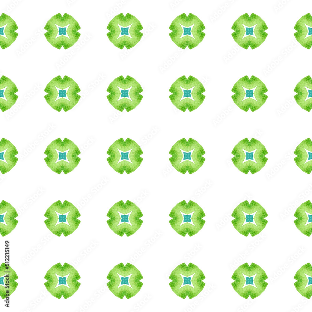 Ikat repeating swimwear design. Green unusual Ikat repeating swimwear design. Green unusual