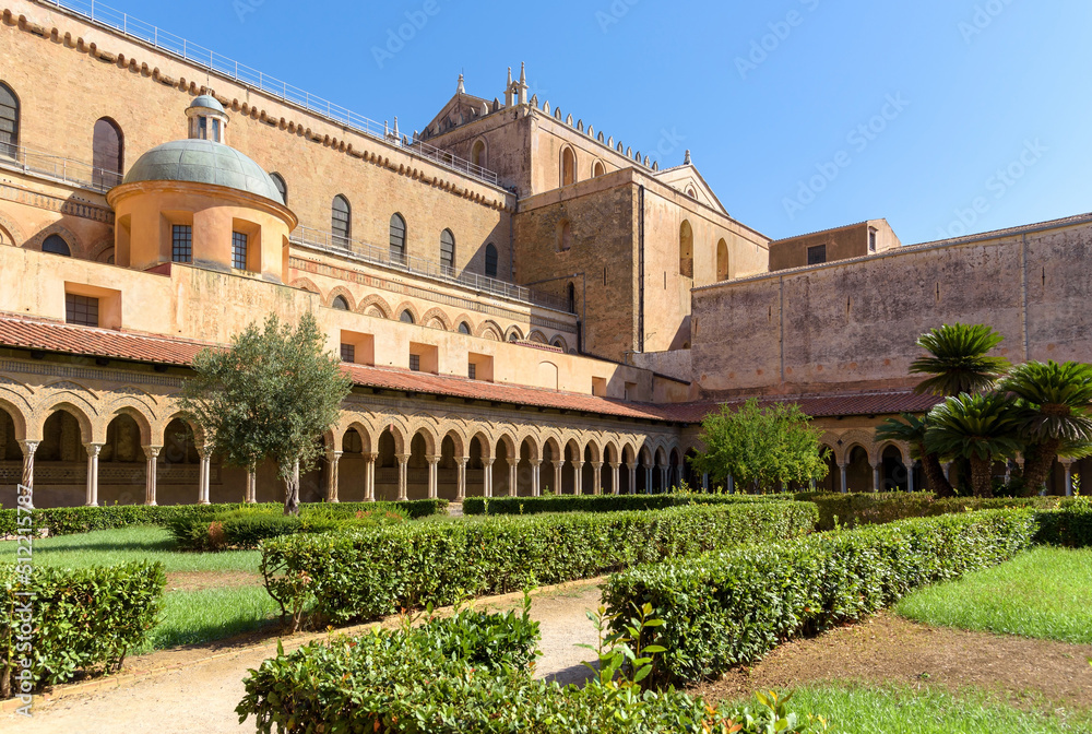 Cloister courtyard at the Monreale Abbey