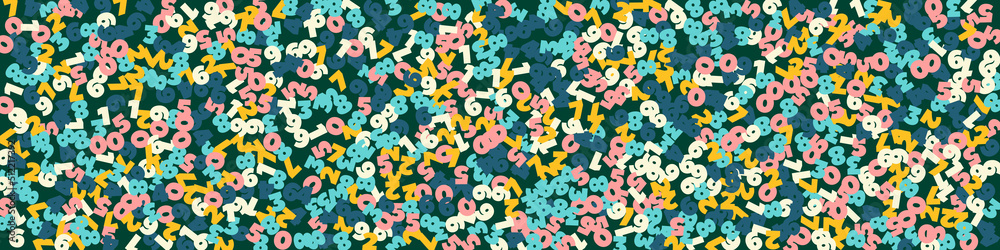 Falling pastel numbers. Math study concept with flying digits. Delightful back to school mathematics banner on blackboard background. Falling numbers vector illustration. Falling pastel numbers. Math study concept with flying digits. Delightful back to school mathematics banner on blackboard background. Falling numbers vector illustration.