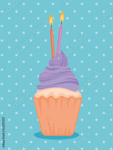 birthdat cupcake with candles photo