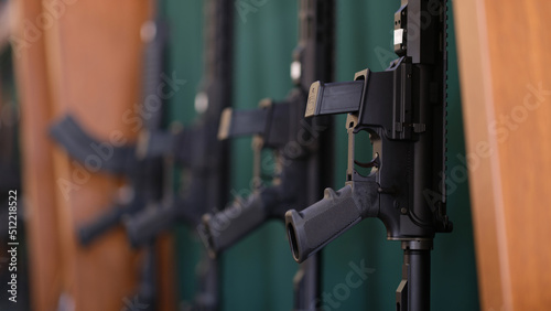 Canvas Print Collection of rifles and carbines in storage