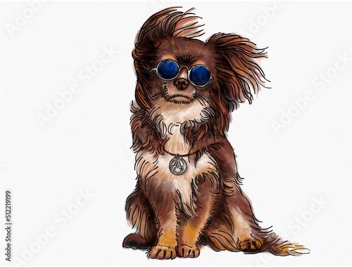 Hippie pies w okularach.