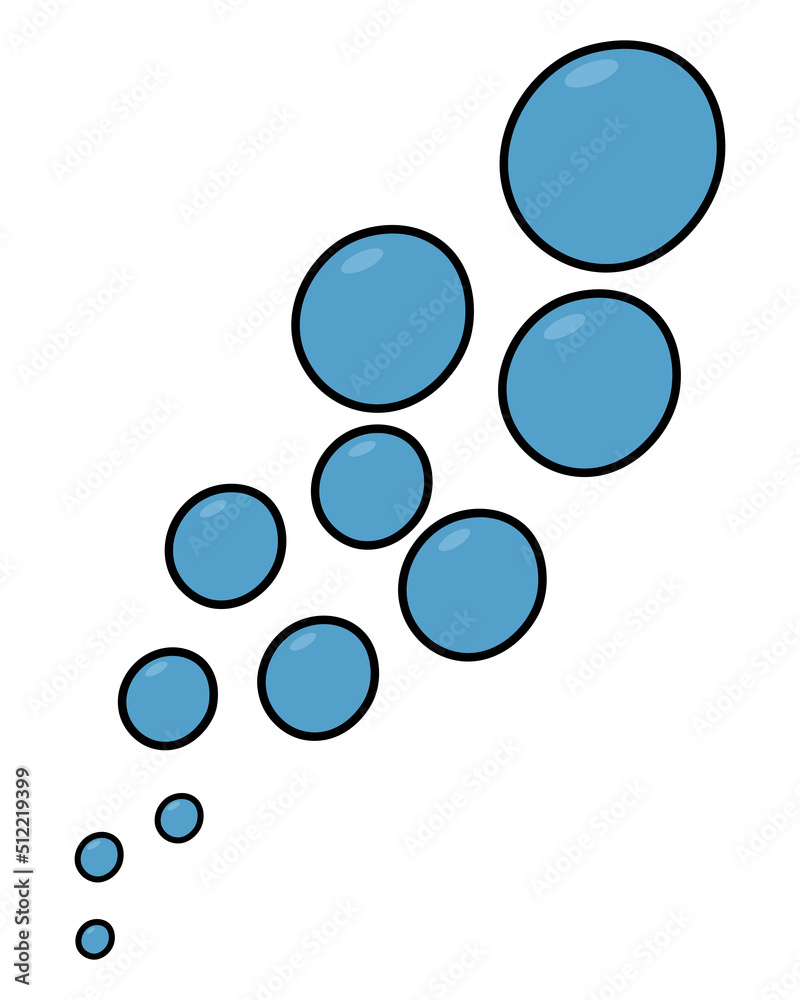 Bubbles. Small blue balls rise up. Round air bubbles in water. Color vector illustration. Cartoon style. Isolated background. Idea for web design. Bubbles. Small blue balls rise up. Round air bubbles in water. Color vector illustration. Cartoon style. Isolated background. Idea for web design.