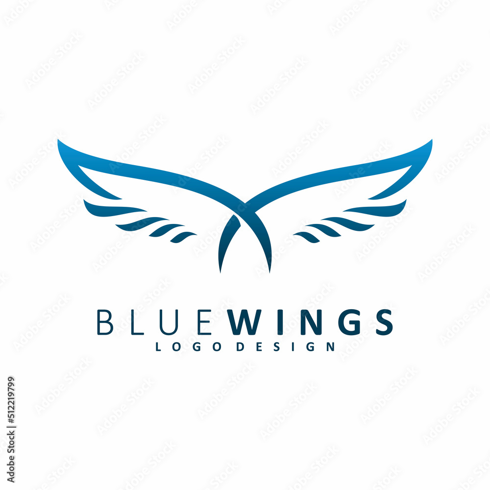 Fototapeta premium blue wing logo design