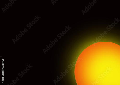 Orange yellow circle gradient. Abstract sun illustration on black background