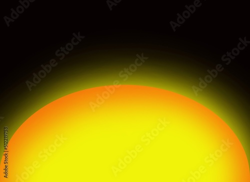 Semicircular gradient of yellow and orange colors. close-up abstract sun illustration
