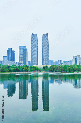 The Twin Towers  a landmark high-rise building in Chengdu Financial City  China