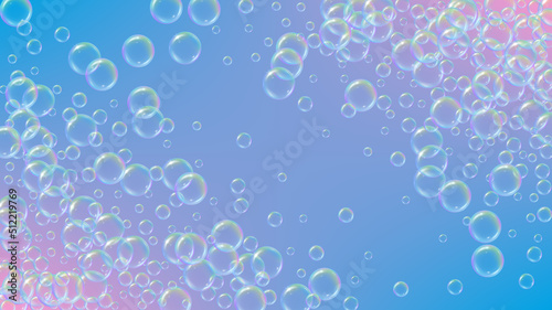 Bath bubble. Detergent soap foam and suds for bathtub. Shampoo.