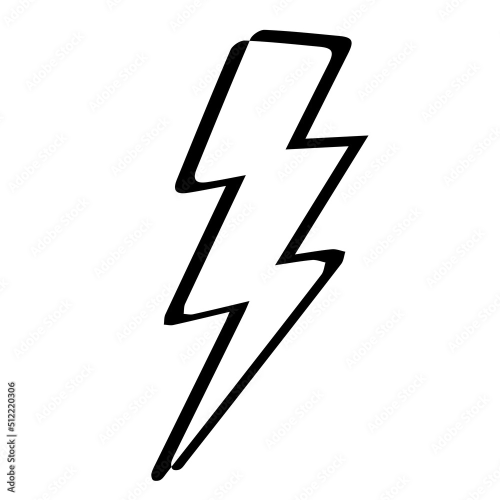 Lighting bolt symbol in doodle style power simple abstract sign isolated on white background. Web, hipster Lighting bolt symbol in doodle style power simple abstract sign isolated on white background. Web, hipster