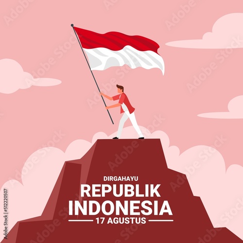 Happy Indonesian Independence Day, Dirgahayu Republik Indonesia, meaning Long live Indonesia, Vector illustration.