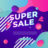 Sale and design background set with colorful abstract shapes. Special offer mega sale background template. Vector illustration promotion big super sale banner. Discount design for poster and web.