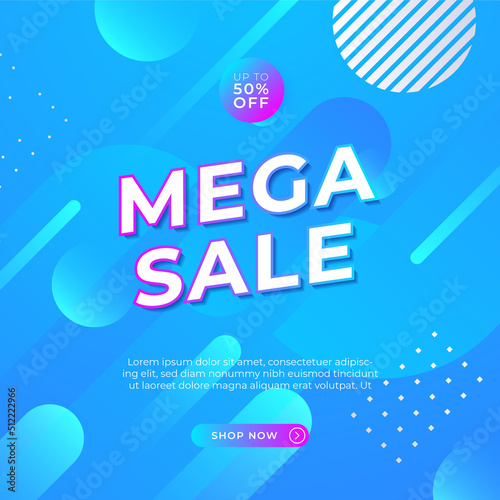 Sale and design background set with colorful abstract shapes. Special offer mega sale background template. Vector illustration promotion big super sale banner. Discount design for poster and web.