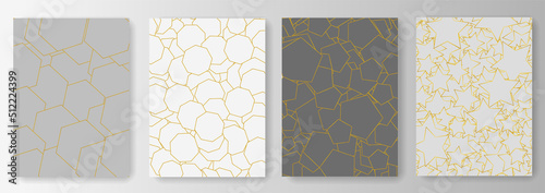 Collection of gray backgrounds with geometric shapes