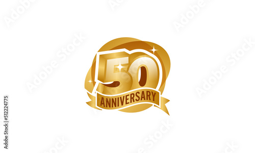 Gold 50 years anniversary vector template