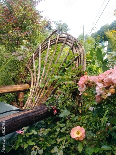 Chair in flower garden 