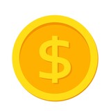 Dollar golden flat vector illustration.Dollar icon in yellow
shape.