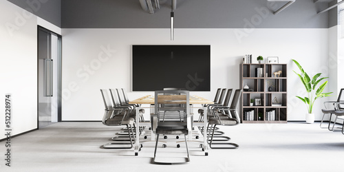 3d rendering business meeting and working office room