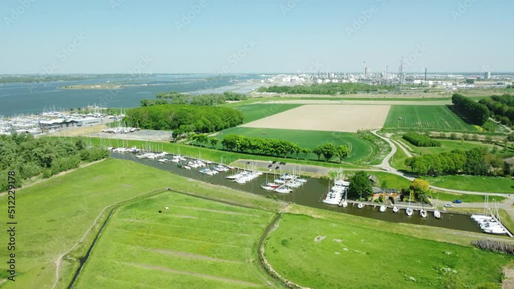 Aerial view of marina of Noordschans near Moerdijk Netherlands Aerial view of marina of Noordschans near Moerdijk Netherlands