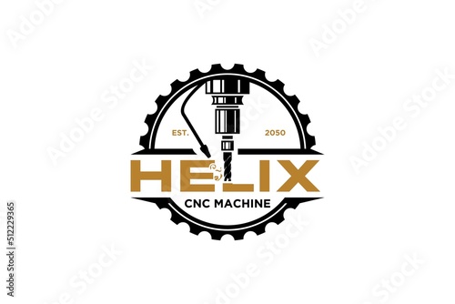 CNC Lathe machine Logo Computer Numerical Control modern 3D cutting technology design manufacturing industry cutting 